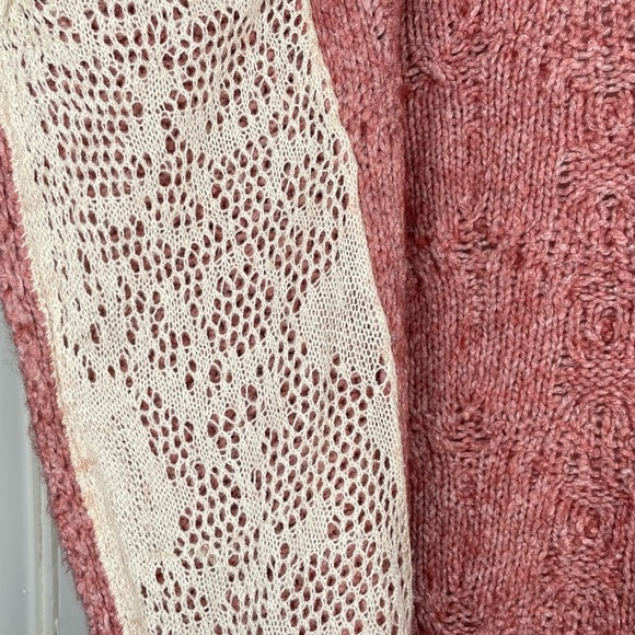 Sleeping On Snow Anthropologie Pink/Rose Knit Cardigan w/ Sherpa Collar Medium - Picture 7 of 14